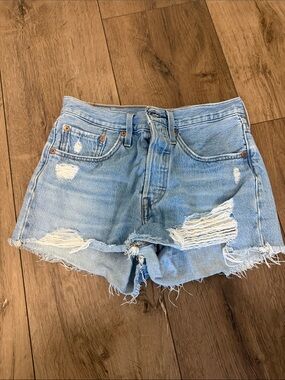 Levi's Light Blue Distressed Cutoff Denim Shorts